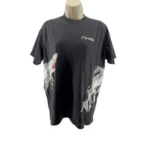 Vintage MSP Gold Leaping Great White Shark Shirt Florida Size Large Short Sleeve